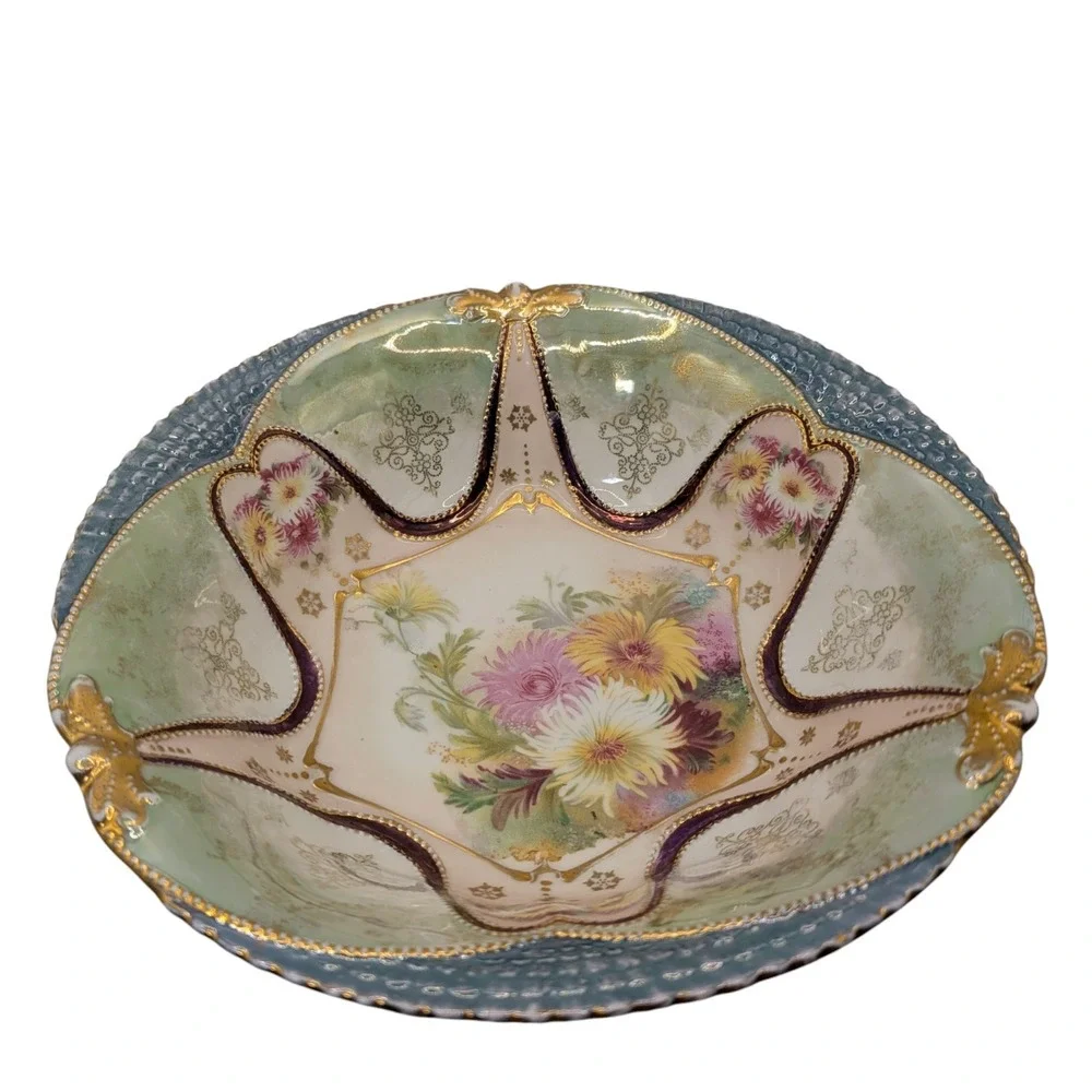 Antique OLS St Kilian Serving Bowl Floral Oscar Schlegelmilch Hand Painted SEE